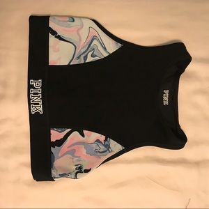 Pink high neck sports bra
